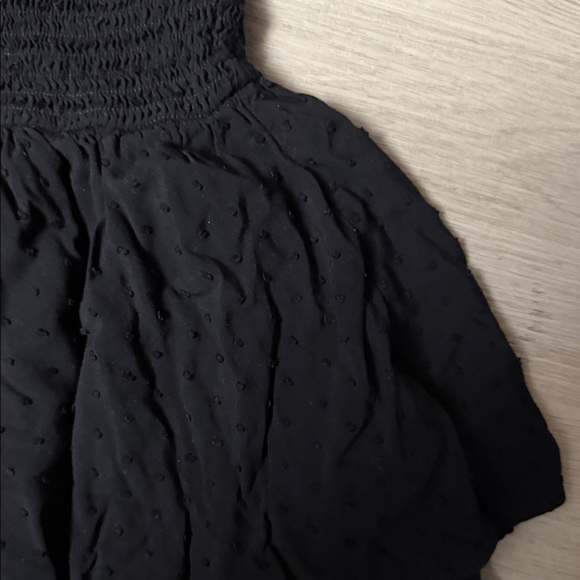 Urban Outfitters Smocked Tiered Sleeveless Soft Neutral Black Mini Dress - Picture 5 of 6